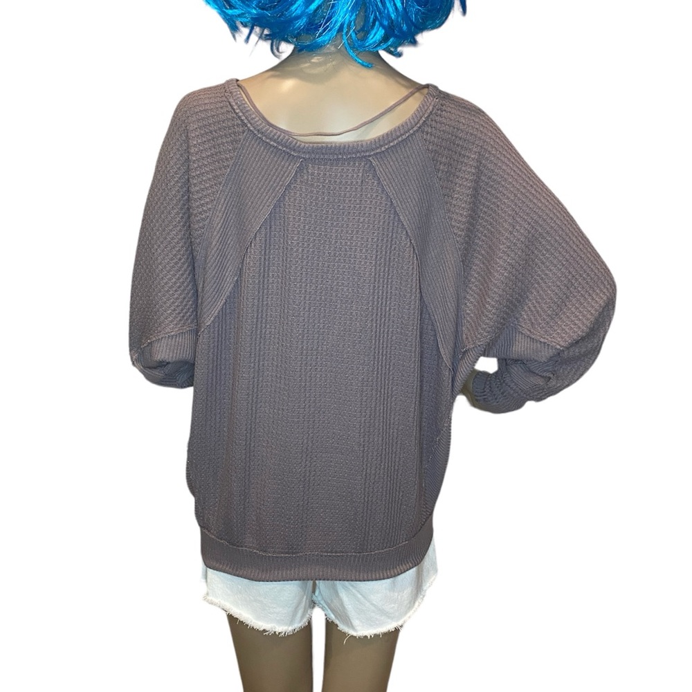 Free People We the Free Santa Clara Thermal Waffle Knit Top Shirt Size XS EUC - Picture 6 of 7
